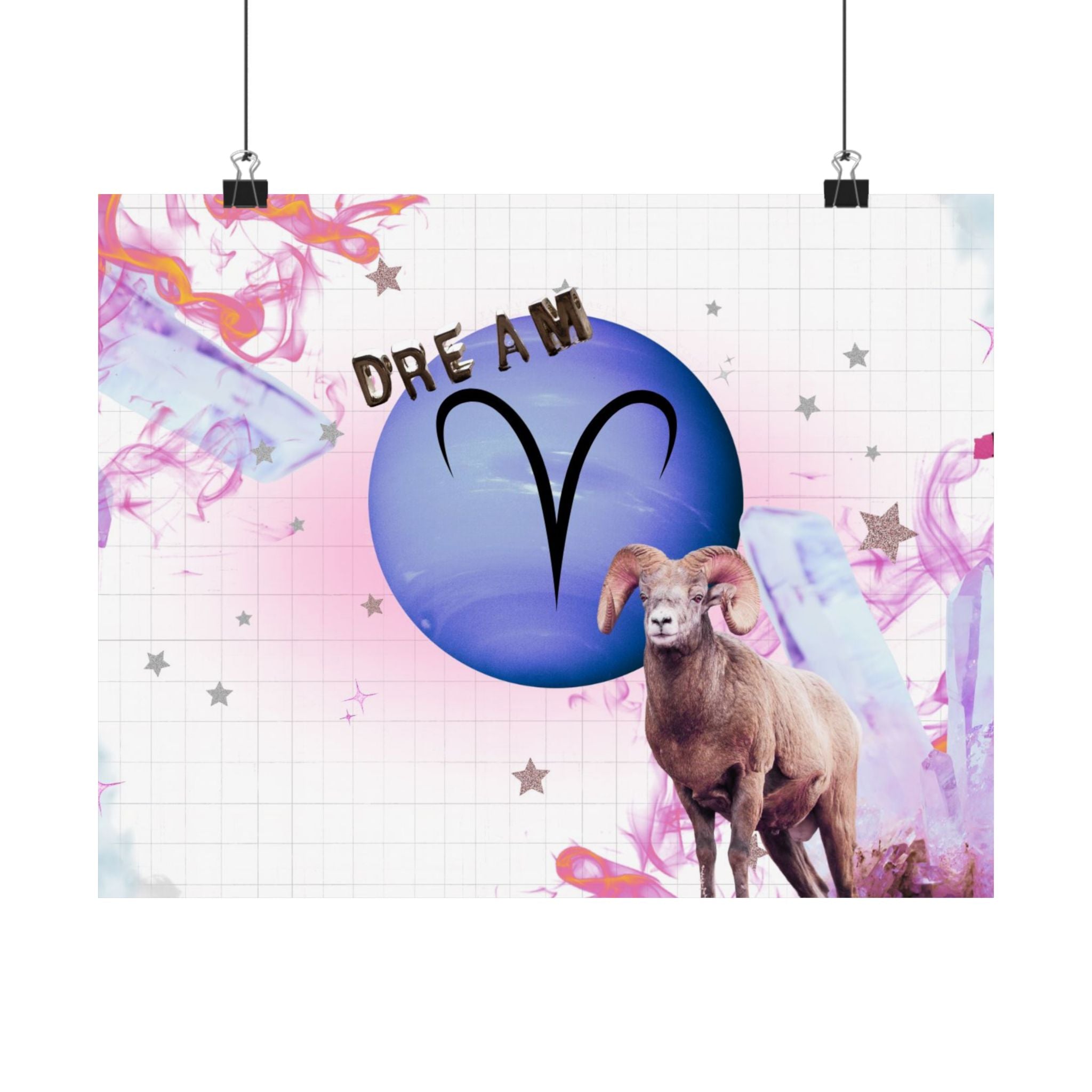 Neptune in Aries Collage Art Print | Inspirational Astrology Wall Art