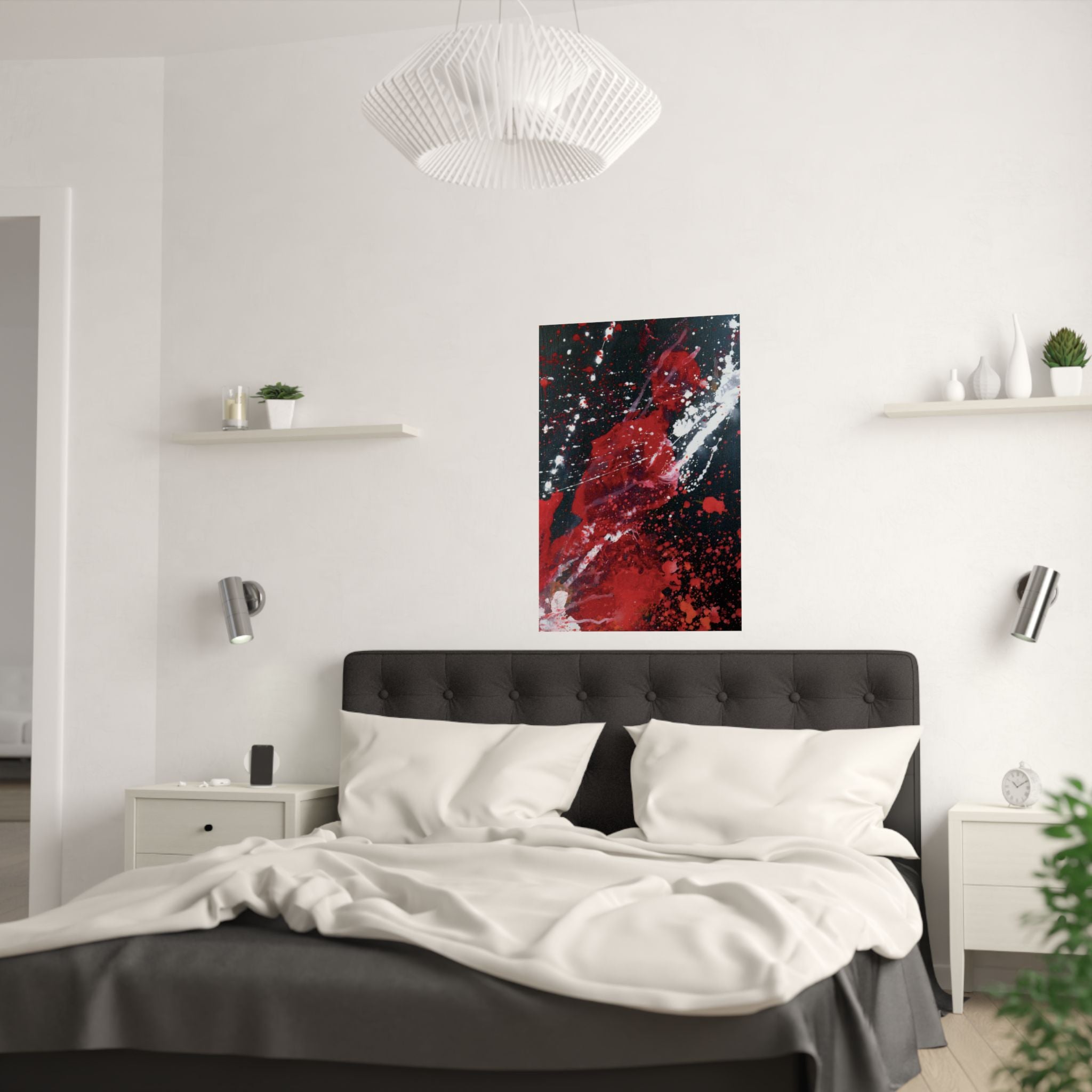 Abstract Red Satin Poster Print - Modern Art Wall Decor