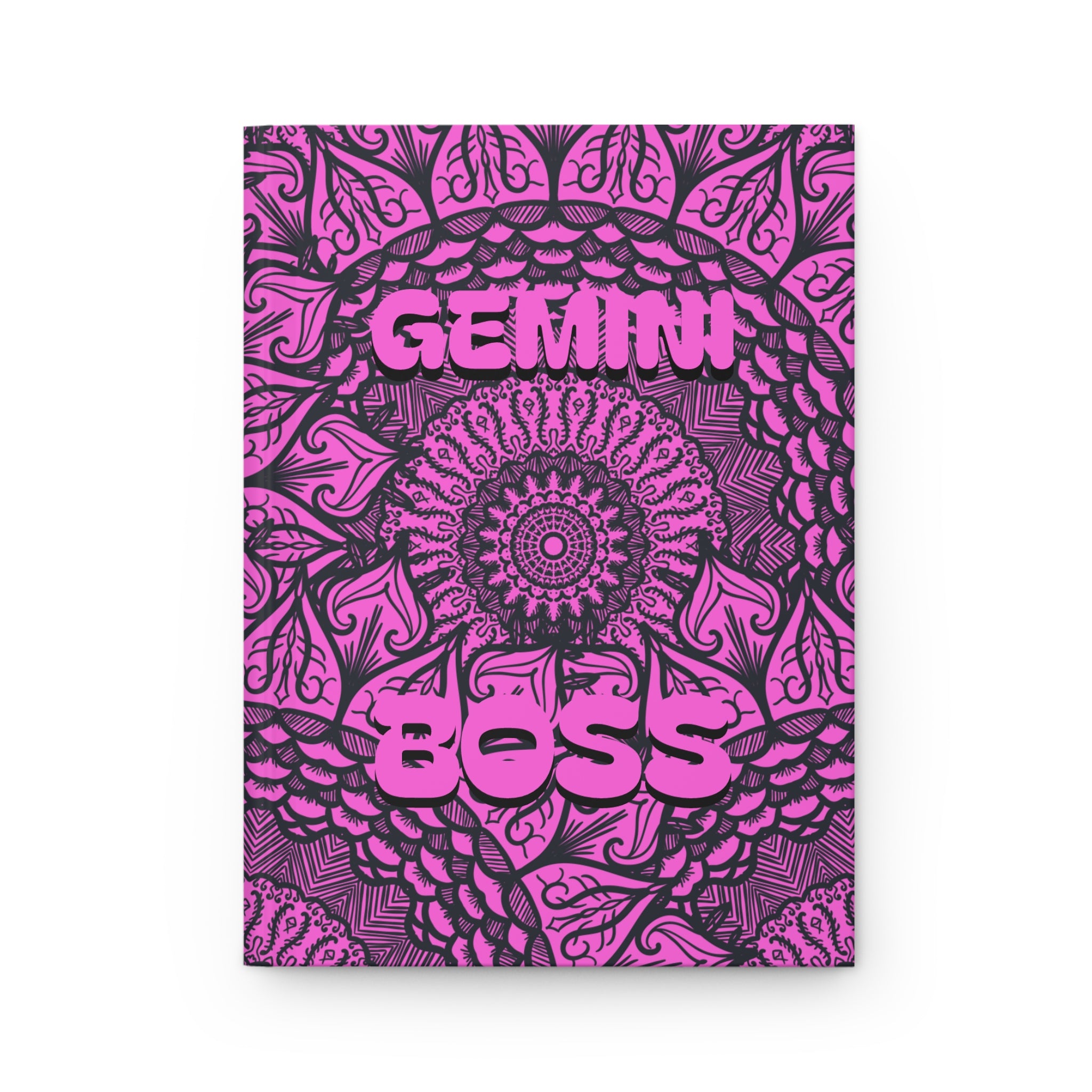Gemini Boss Hardcover Journal – Pink Mandala Astrology Notebook